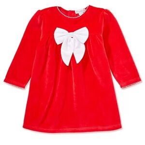 Kissy Kissy NWT Baby Girls Bow-Accented Velour Empire-Waist Dress 9M